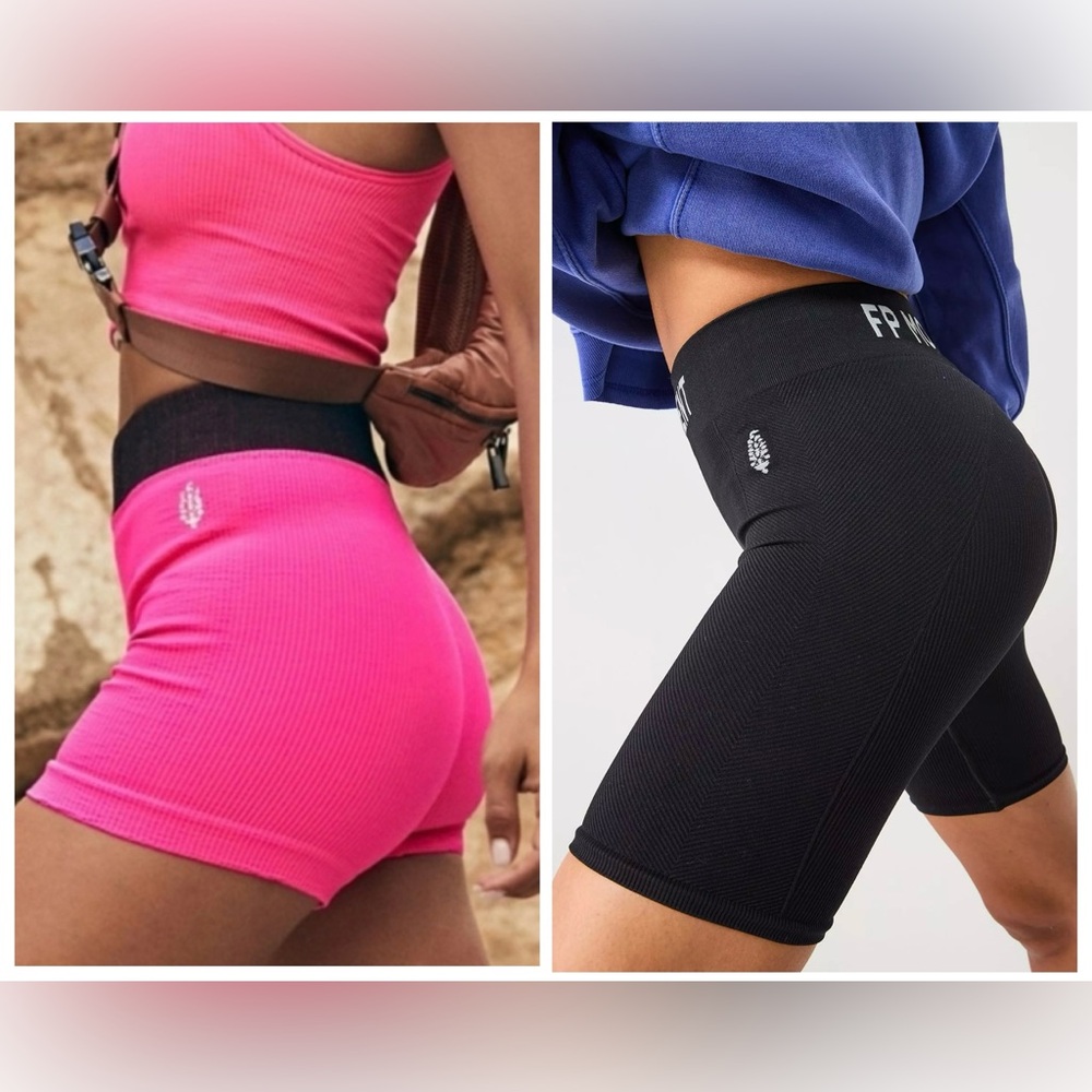 *NWOT* BUNDLE!! FP Movement Blk Seamless+Pink Training Long Haul Bike Shorts